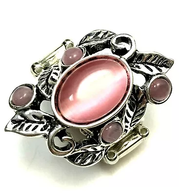 Vintage Costume RING Oval Pink Cabochon Sz 8-8.5 Elastic Cocktail Jewelry • $22.95