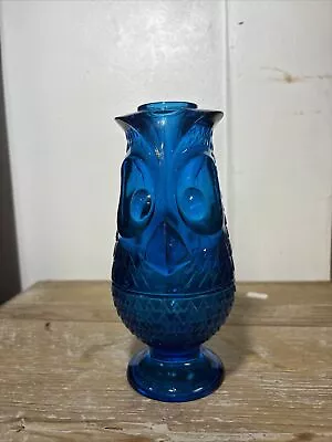 Viking Glass Blue Owl Fairy Lamp 7 1/4  Vtg Good Condition Mid Century Modern • $17.50