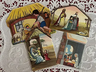 SALE 4 Antique Vintage Religious Catholic  Christmas Nativity Bi-Fold HOLY CARDS • $5