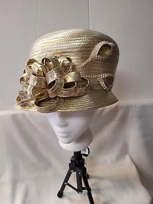 Mr Song Millinery  Gold Color With Rhistones Hat • $35