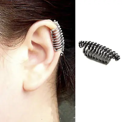 1 Skull Spine Womens Mens Punk Goth Clip Wrap Ear Studs Earrings Emo Cartilage  • £3.50