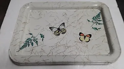 Vintage Mid Century Modern Metal Serving TV Trays Fall Leaves Flowers Butterflys • $25