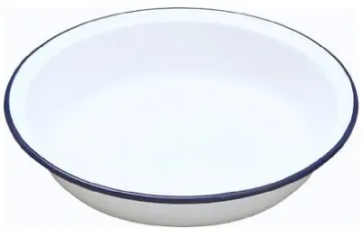 Falcon 22cm Round Enamel Pie Dish Classic White Enamelware Baking Pan • £8.80