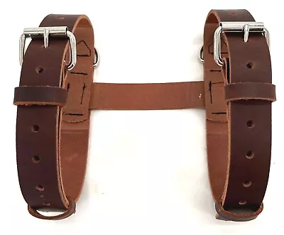 Motorcycle Biker Genuine Brown Leather American Made Blanket Roll Up Straps  • $45.99