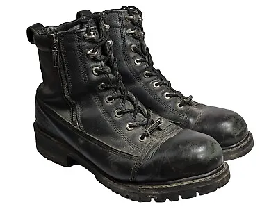 Milwaukee Motorcycle Boots MB408 Black Leather Double Zip Men's Size 12 D • $51.98