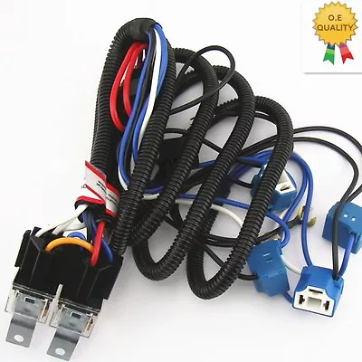 $39.90 • Buy FOUR Headlight Relay Wiring Harness H4 Headlamp Light Bulb Ceramic Socket Plugs