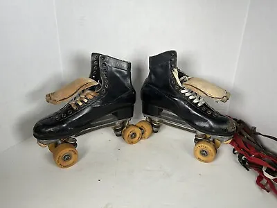 Vintage Men's CHICAGO Roller Skates Black Leather Size 8 Olympian Plus Belair • $50