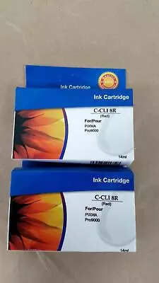 2x Compatible Ink Cartridges C-CLI 8 Red For Canon Pixma Pro9000 Printer • £5.10