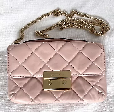 MICHAEL KORS Rose Pink Quilted Cross Body Bag With Gold Chain Strap • $9.99