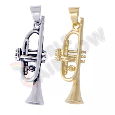 Trumpet 3D Music Musical Instrument Stainless Steel Pendant *P154 • $11.98