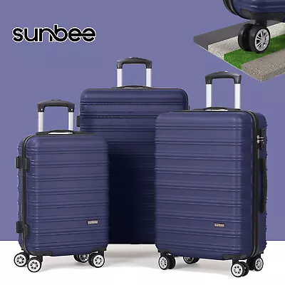 Sunbee 3 Piece Nested Spinner Suitcase Luggage Set Hardside With TSA Lock Blue • $99.99