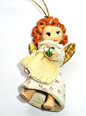 Vintage Handmade Clay Pixie ANGEL Christmas ORNAMENT Red Hair • $5.95