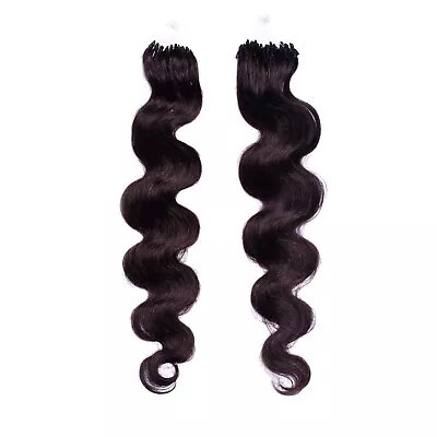 22  #2 Brown 100g Remy Microtube Ring Loop Human Hair Extensions Wavy Body 1g/s • $48.97