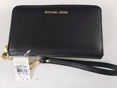 Michael Kors Jet Set Large Flat Mf Phone Case Leather Black Nwt • $45.99