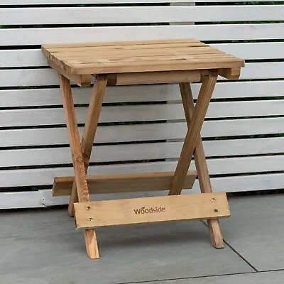 Woodside Folding Coffee Side Snack Table Wooden Garden Patio Furniture • £24.99