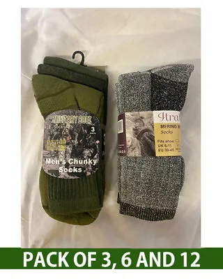 £22.99 • Buy Men Military Army Socks 3,6,12 Pairs MERINO WOOL Hiking Walking Combat Warm 6-11