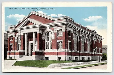 Wabash Indiana~First United Brethren Church~1916 Postcard • $5.50