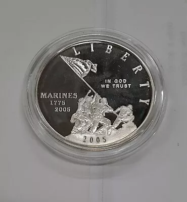 2005-P US Marine Corps Commemorative Proof Silver Dollar Coin In Capsule Only • $90.67