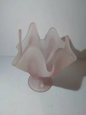 Pink Satin Viking 6 Petal Vase Original Label 7  X 6 1/4  • $31