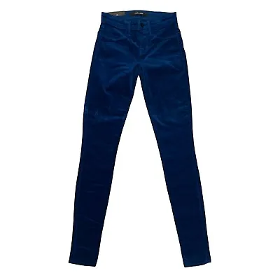 J Brand Libertine Super Skinny Velvet Pants Womens Size 23 Mid Rise Emerald Blue • $33.95