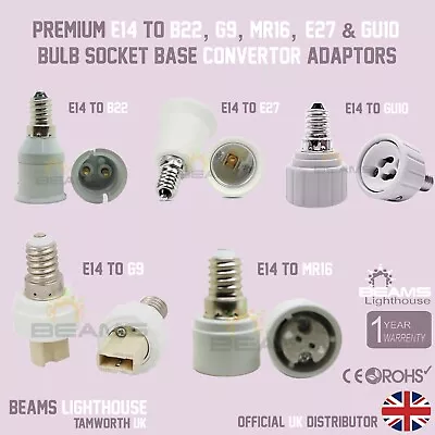 E14 SES To G9/B22/MR16/GU10/E27 LED/CFL Adapter Socket Base Convertor Holder UK • £2.79