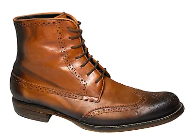 Dsquared2 Wingtip Brogue Derby Lace Up Brown Leather Ankle Boots EU 41 / US 8 • $95