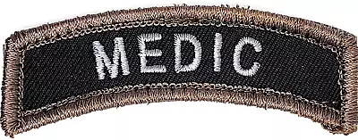 MEDIC GREY LETTERS BLACK BACKGROUND RAISED TRIM Tactical Embroidered Patch • $4.99