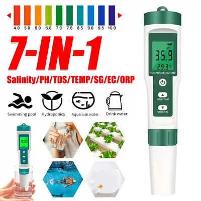 7 In 1 Digital Salinity PH EC TDS Temp Meter Water Quality Tester Pen Monitor • $32.85