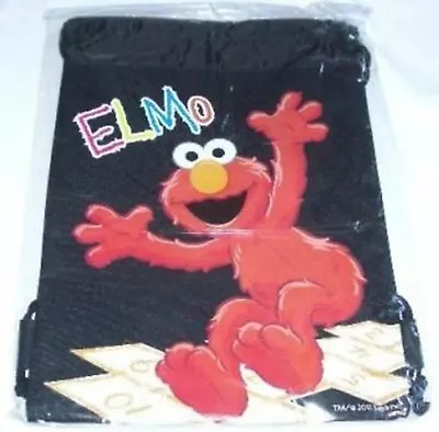Sesame St Elmo Drawstring Backpack Sling Tote Bag Black • $7.99
