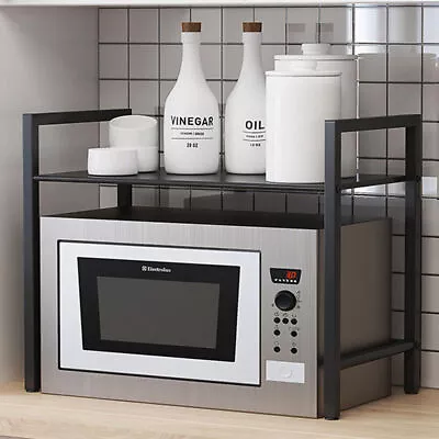 Kitchen Storage Rack 2 Tier Microwave Oven Pan Holder Iron Shelving Corner Shelf • £15.39