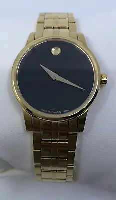 Movado SWISS Quartz Black Dial Gold PVD Stainless Steel Ladies Watch 0607538 • $179.95