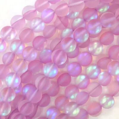 Matte Light Purple Mystic Aura Quartz Round Beads 15  Strand 6mm 8mm 10mm • $5.49
