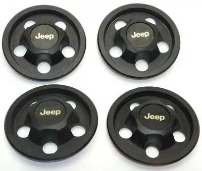 1984-1998 Jeep Cherokee XJ Grand Wagoner Wrangler Center Caps Black Used 4 Pcs  • $89.95