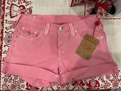 NEW NWT TRUE RELIGION Jayde Low Rise Cutoff Short Pink 28 • $49.95