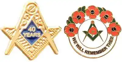£8.99 • Buy 40 Years A Mason Masonic Badge And Masonic We Will Remember Enamel Badge