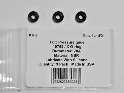 3 FX 19762 Pressure Gage Compatible O-Rings  / R&S 2.62-3FX • $10.50