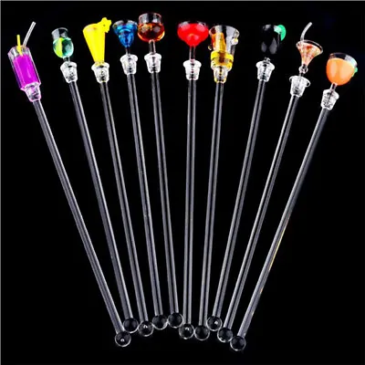 10Pcs/Set 9'' Acrylic Drink Stirrers For Juice Cocktail Swizzle Bars Sticks Gin • £7.66
