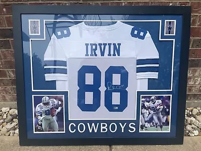 Michael Irvin Autographed 35X43 Custom Framed Cowboys Jersey Beckett (BAS) • $460