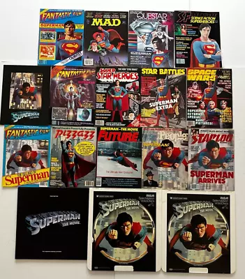 SUPERMAN The Movie 1978 Magazine Soundtrack Record 16pc Lot Christopher Reeve DC • $199