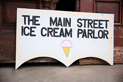 Vintage Ice Cream Sign Parlor Candy Soda Shop Sign Wood General Store Circus • $225