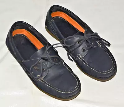 LACOSTE Leather Boat Shoes - Navy - Size 42 • $49.99
