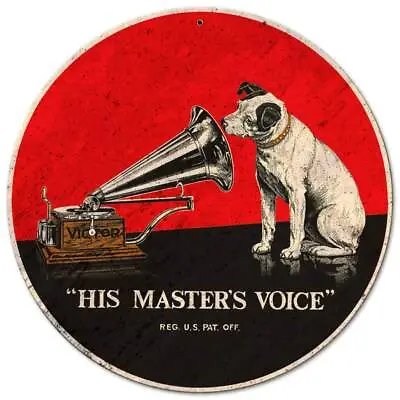 Rca Victor Player Nipper The Dog Heavy Duty Usa Made 14  Round Metal Adv Sign • $72