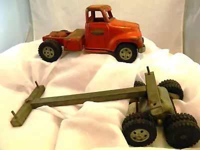 Vintage TONKA TOYS Logging Truck Mound Metalcraft Mound Minn. '50's Cab/Trailer • $201.95