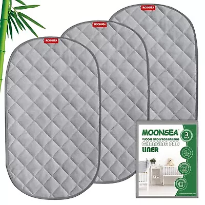 Changing Pad Liner Bassinet Liner Waterproof Bamboo Terry Quilted 3 Pack Gray • $20.99