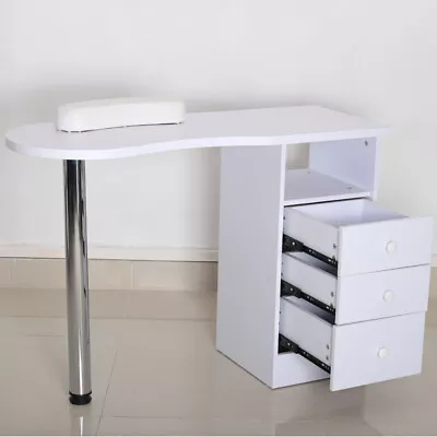 Pro Manicure Nail Table With 3 Drawers Bar Art Salon Beauty Storage Station Desk • £99.95