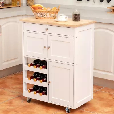 Giantex Kitchen Island Trolley Rolling Workbench Cart W/ Drawer & Wine Rack • $999