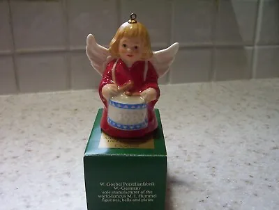 Vintage 1984 Goebel Annual Angel Bell Christmas Tree Ornament Drummer Red Gown • $15.55