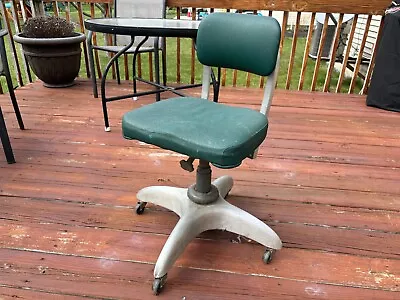 Vintage Goodform Mid Century Green Aluminum Metal Rolling Office Chair Propeller • $129.99