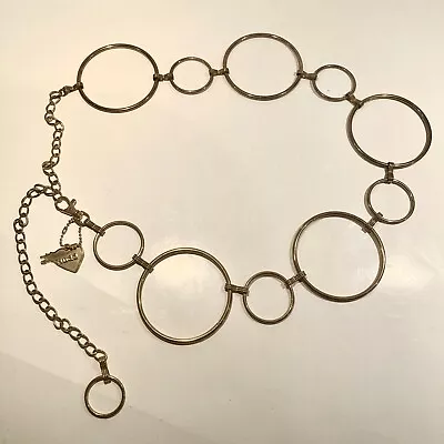 MUDD Brass Hoop Chain Belt Fits 30”-40” Waist - Large Circles Hippie Boho Style • $19.50
