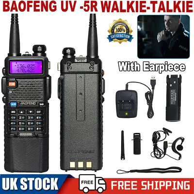 £27.99 • Buy Baofeng BF-UV5R Dual Band UHF VHF Walkie Talkies Long Range 2 Way Radio+Earpiece